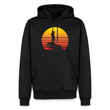 SUP Retro Stand Up Paddling Vintage Sunset - Männer Premium Bio Hoodie - Schwarz - Vorne - Nico (187cm)