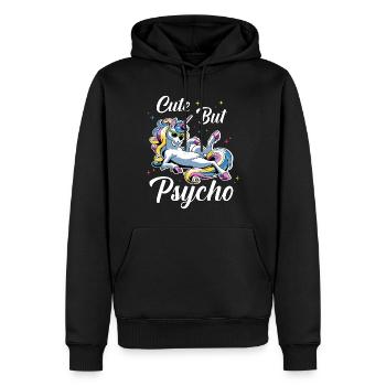 Cute Psycho Unicorn - Men’s Premium Organic Hoodie - black - Front - Nico (187cm)