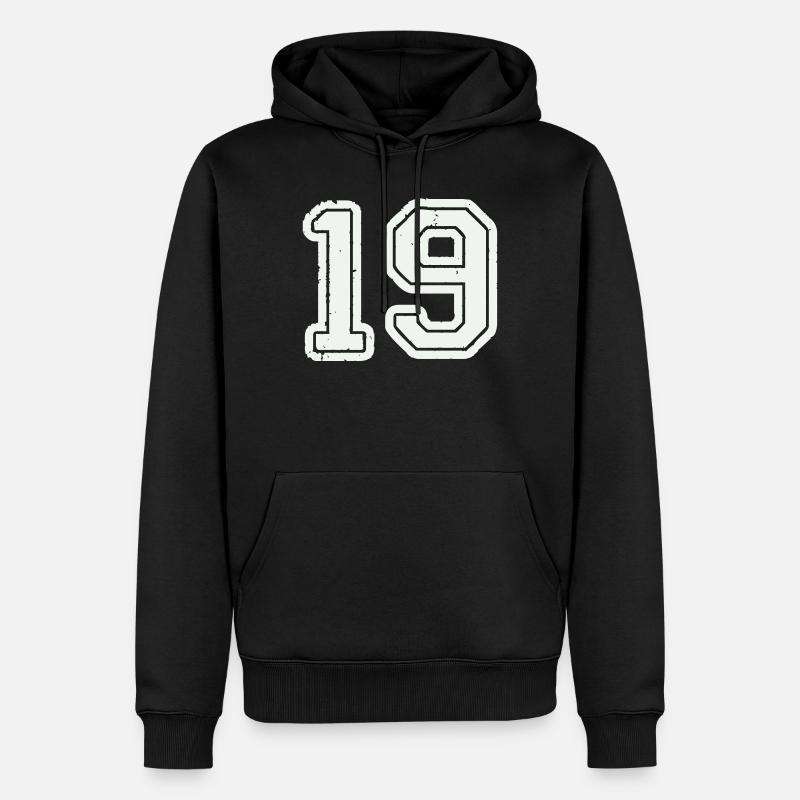 19 - Männer Premium Bio Hoodie - Schwarz