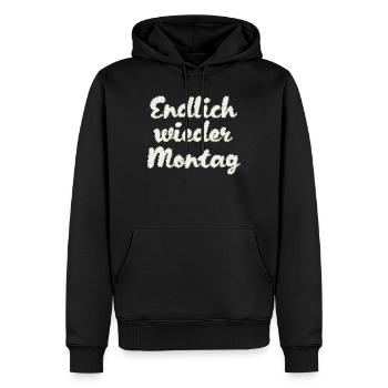 Endlich wieder Montag - Männer Premium Bio Hoodie - Schwarz - Vorne - Nico (187cm)