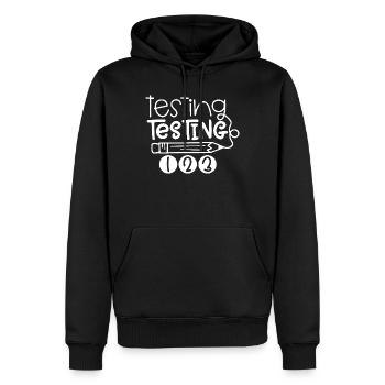 Handgezeichneter Test-Doodle-Bleistift 123 - Männer Premium Bio Hoodie - Schwarz - Vorne - Nico (187cm)