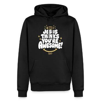Jesus Thinks You're Awesome - Männer Premium Bio Hoodie - Schwarz - Vorne - Nico (187cm)