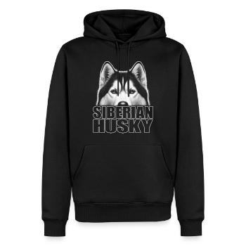 Husky Porträt mit Schriftzug Siberian Husky - Männer Premium Bio Hoodie - Schwarz - Vorne - Nico (187cm)