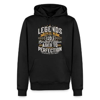 Cadeau rétro vintage d’anniversaire 1996 - Sweat à capuche Premium bio Homme - noir - Devant - Nico (187cm)