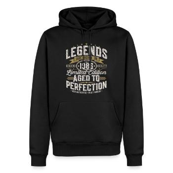 Cadeau rétro vintage d’anniversaire 1986 - Sweat à capuche Premium bio Homme - noir - Devant - Nico (187cm)