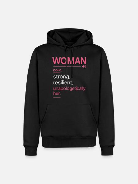 Definition: Frau: Stark, widerstandsfähig - Männer Premium Bio Hoodie - Schwarz
