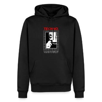 Techno Amour - Sweat à capuche Premium bio Homme - noir - Devant - Nico (187cm)
