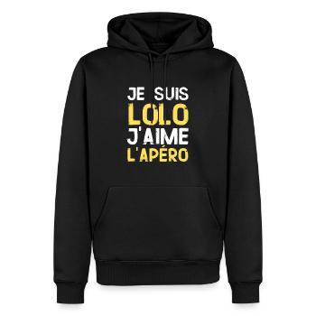 Cadeau Laurent Apero Original - Sweat à capuche Premium bio Homme - noir - Devant - Nico (187cm)