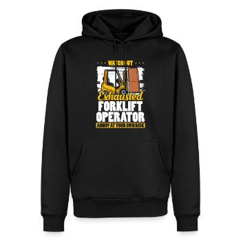 Opérateur de chariot élévateur épuisé Drôle de chariot élévateur - Sweat à capuche Premium bio Homme - noir - Devant - Nico (187cm)