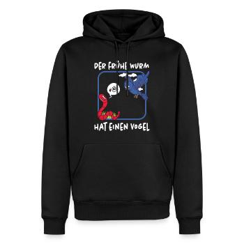 Frueh Wurm Vogel - Männer Premium Bio Hoodie - Schwarz - Vorne - Nico (187cm)