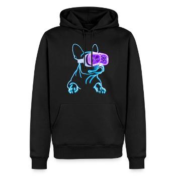 The cool neon pug - Men’s Premium Organic Hoodie - black - Front - Nico (187cm)