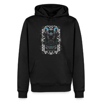 Bête féline masque de samouraï - Sweat à capuche Premium bio Homme - noir - Devant - Nico (187cm)