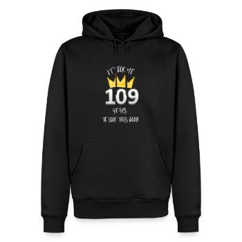 Il m’a fallu 109 ans pour avoir l’air aussi bien. - Sweat à capuche Premium bio Homme - noir - Devant - Nico (187cm)