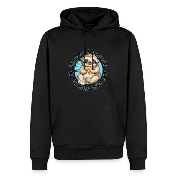 Paresseux fatigué et affamé avec une part de pizza - Sweat à capuche Premium bio Homme - noir - Devant - Nico (187cm)