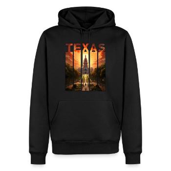 Balades à cheval à motif Texas dans le coucher du soleil - Sweat à capuche Premium bio Homme - noir - Devant - Nico (187cm)