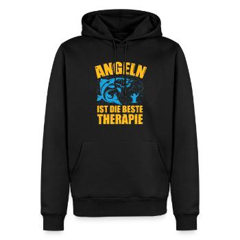 Angeln ist die beste Therapie Angler Spruch - Männer Premium Bio Hoodie - Schwarz - Vorne - Nico (187cm)