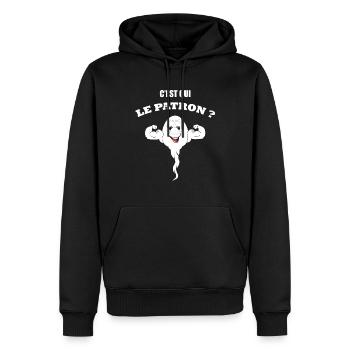C'est qui le patron? Humour Chef - Sweat à capuche Premium bio Homme - noir - Devant - Nico (187cm)