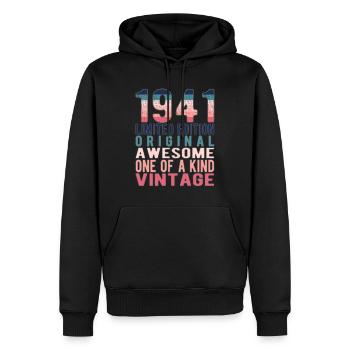 Edition limitée depuis 1941 Anniversaire Millésime 1941 - Sweat à capuche Premium bio Homme - noir - Devant - Nico (187cm)