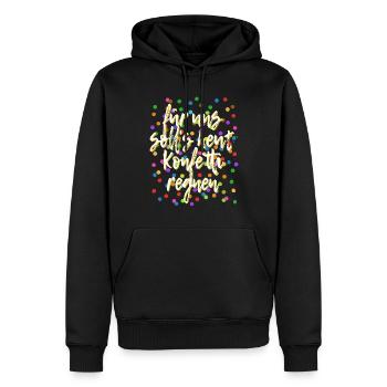 Für uns soll's heut Konfetti regnen - Verkleidung - Männer Premium Bio Hoodie - Schwarz - Vorne - Nico (187cm)