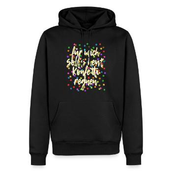 Für mich soll's heut Konfetti regnen - Verkleidung - Männer Premium Bio Hoodie - Schwarz - Vorne - Nico (187cm)