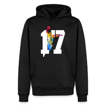 NUMBER 17 BASKETBALL 17TH BIRTHDAY - Men’s Premium Organic Hoodie - black - Front - Nico (187cm)