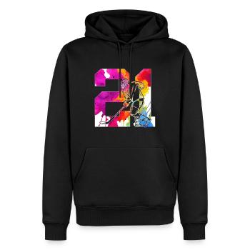 NUMMER 21 EISHOCKEY 21. GEBURTSTAG - Männer Premium Bio Hoodie - Schwarz - Vorne - Nico (187cm)