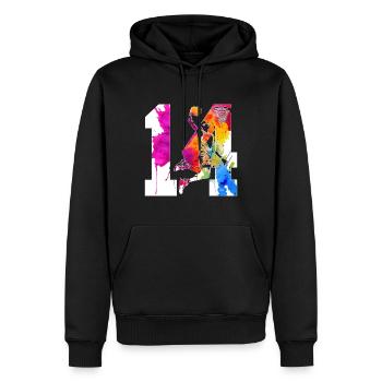 14. GEBURTSTAG BASKETBALL NUMMER 14 - Männer Premium Bio Hoodie - Schwarz - Vorne - Nico (187cm)