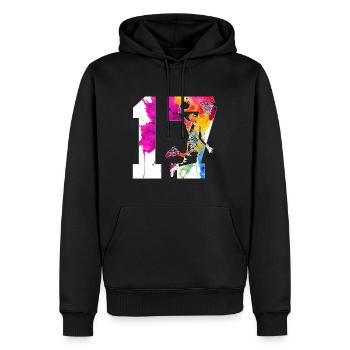17TH BIRTHDAY BASKETBALL NUMBER 17 - Men’s Premium Organic Hoodie - black - Front - Nico (187cm)