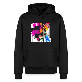 21. GEBURTSTAG BASKETBALL NUMMER 21 - Männer Premium Bio Hoodie - Schwarz - Vorne - Nico (187cm)