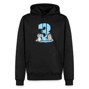 3ème anniversaire de pingouin - Sweat à capuche Premium bio Homme - noir - Devant - Nico (187cm)