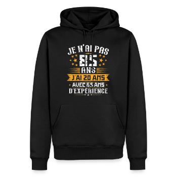 Je n'ai pas 85 ans, Cadeau d'anniversaire 85 ans - Sweat à capuche Premium bio Homme - noir - Devant - Nico (187cm)
