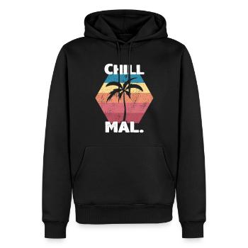 Chill mal Retro Vintage Sonnenuntergang Palme - Männer Premium Bio Hoodie - Schwarz - Vorne - Nico (187cm)