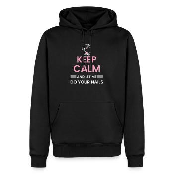Reste calme et laisse-moi faire tes ongles - Sweat à capuche Premium bio Homme - noir - Devant - Nico (187cm)