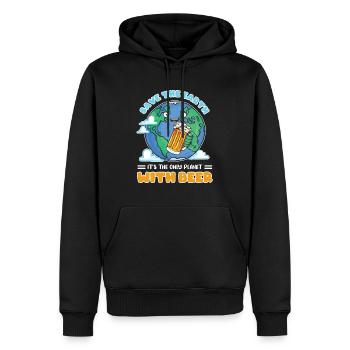 Save the earth its the only planet with beer - Männer Premium Bio Hoodie - Schwarz - Vorne - Nico (187cm)