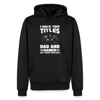 Jeux vidéo | Je dois Titels Papa Et Gamer - Sweat à capuche Premium bio Homme - noir - Devant - Nico (187cm)