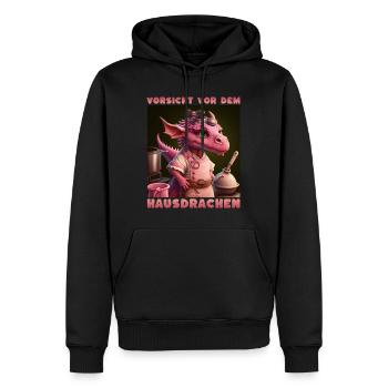 Vorsicht Vor Dem Hausdrachen - Männer Premium Bio Hoodie - Schwarz - Vorne - Nico (187cm)