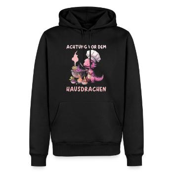 Achtung vor dem Hausdrachen - Männer Premium Bio Hoodie - Schwarz - Vorne - Nico (187cm)