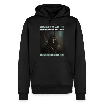 Beruflich Wollte Ich Schon Immer Was Mit Menschen - Männer Premium Bio Hoodie - Schwarz - Vorne - Nico (187cm)