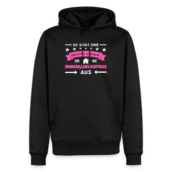 Spruch Immobilienkauffrau Immobilien Maklerin - Männer Premium Bio Hoodie - Schwarz - Vorne - Nico (187cm)