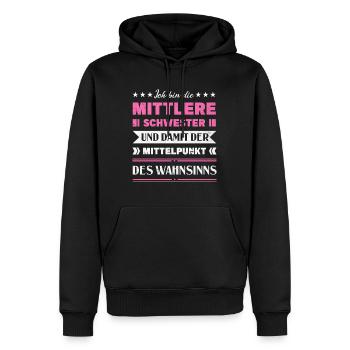Mittelkind Sandwichkind Mittlere Schwester - Männer Premium Bio Hoodie - Schwarz - Vorne - Nico (187cm)