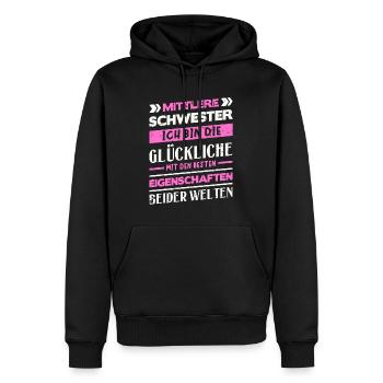Mittelkind Sandwichkind Mittlere Schwester - Männer Premium Bio Hoodie - Schwarz - Vorne - Nico (187cm)