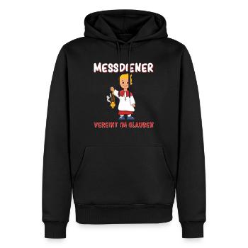 Messdiener Vereint im Glauben - Männer Premium Bio Hoodie - Schwarz - Vorne - Nico (187cm)