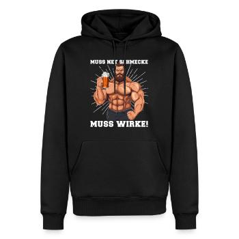 Bodybuilder Muss Net Schmecke Muss Wirke - Männer Premium Bio Hoodie - Schwarz - Vorne - Nico (187cm)