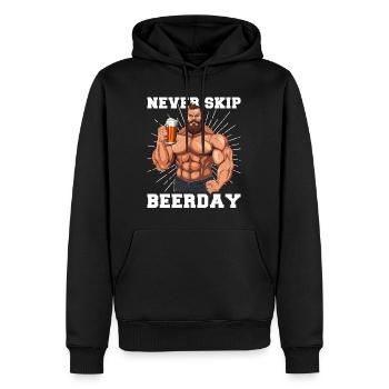 Booze Bodybuilding Gym Never Skip Beerday - Men’s Premium Organic Hoodie - black - Front - Nico (187cm)