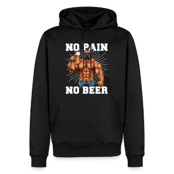 Bodybuilder Gym Bier No Pain No Beer - Sweat à capuche Premium bio Homme - noir - Devant - Nico (187cm)