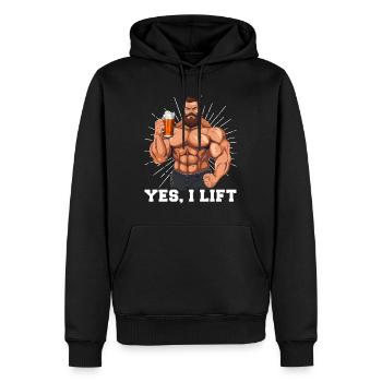 Bodybuilder Gym Beer | Yes I Lift - Men’s Premium Organic Hoodie - black - Front - Nico (187cm)