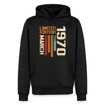 Mars 1970 Anniversaire 1970 Retro 1970 Mars - Sweat à capuche Premium bio Homme - noir - Devant - Nico (187cm)
