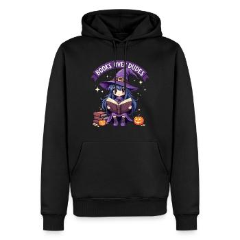Humour Fille Adore Lire Halloween Femme - Sweat à capuche Premium bio Homme - noir - Devant - Nico (187cm)
