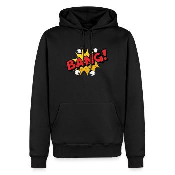 Effrayé! Bulle de parole comique - Sweat à capuche Premium bio Homme - noir - Devant - Nico (187cm)