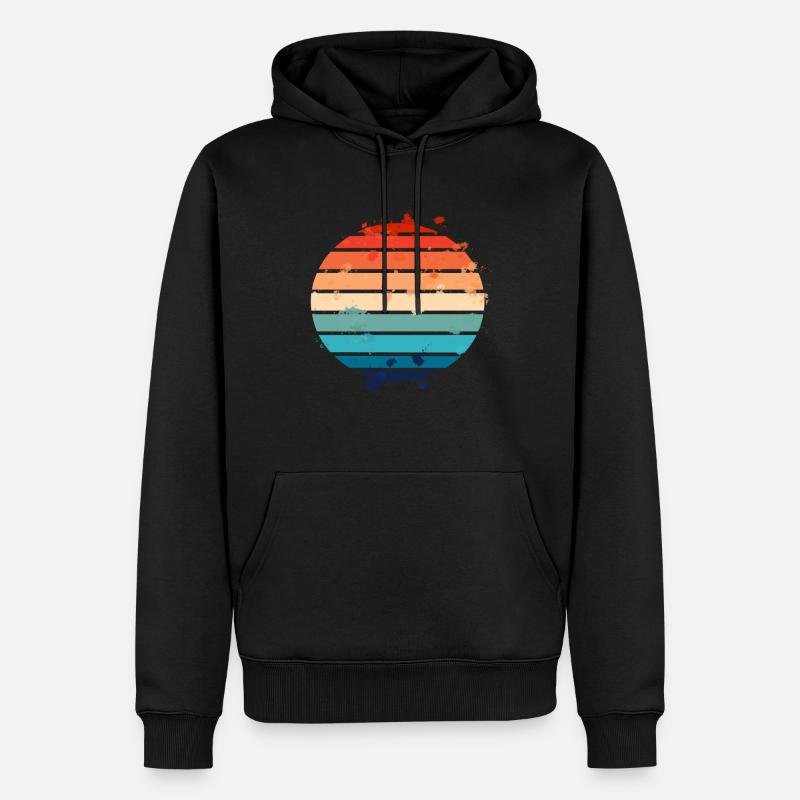 Éclaboussures Rétro Coucher de Soleil - Sweat à capuche Premium bio Homme - noir